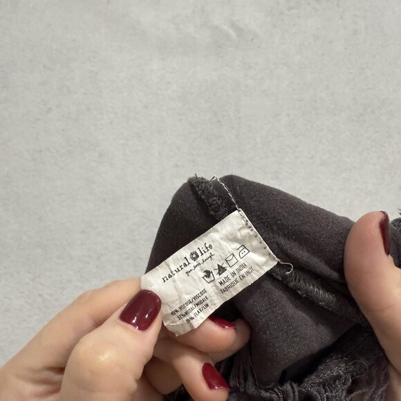 Natural Life Skirt Womens Medium Charcoal Gray Wrap Fringe Mini Boho Tie Waist - Picture 7 of 8